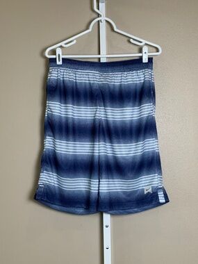 NIKE Blue Striped Long Athletic Basketball Shorts